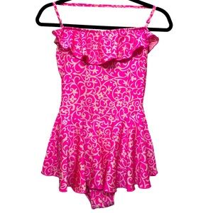 Pink One Piece Halter Bathing Suit